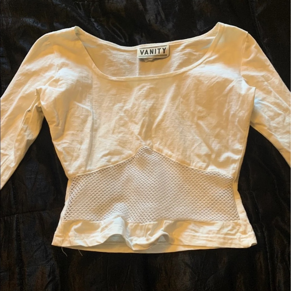 vanity white long sleeve crop top